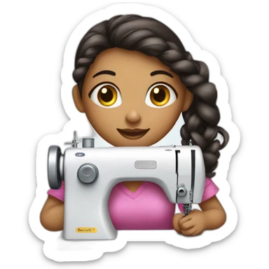 girl work in sewing machine sticker