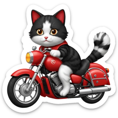Black and white Cat on red and black motorcycle sticker