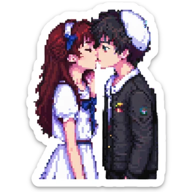 anime girl kissing boy sticker