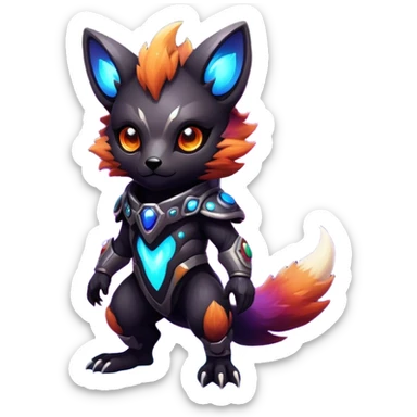 Epic Edgy Cute Colorful Vibrant Dark Nebula Modern Vernid-Protogen-creature-animal, full body sticker