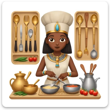 ancient Egyptian cooking scene in hieroglyphic style sticker
