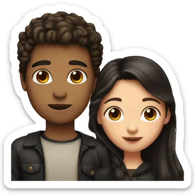 girl with brown hair and boy with black hair kissing  sticker