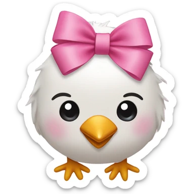A chick with a heart and a pink bow  sticker