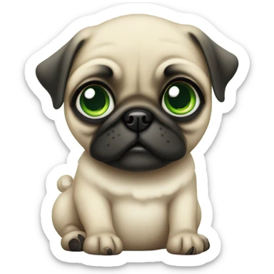 Baby pug with big green eyes  sticker