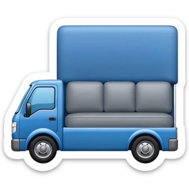 logo of a truck carrying a sofa, for furniture delivery 'Gruzovichek', iOS emoji style sticker