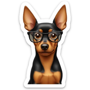 Pinscher with glasses sticker