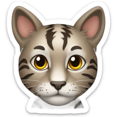 fluffy brown / grey tiger cat sticker