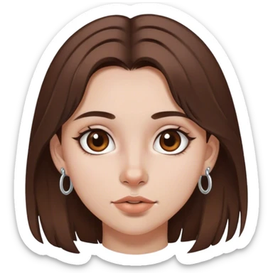 Girl with medium length brown hair, brown eyes, and silver septum piercing sticker