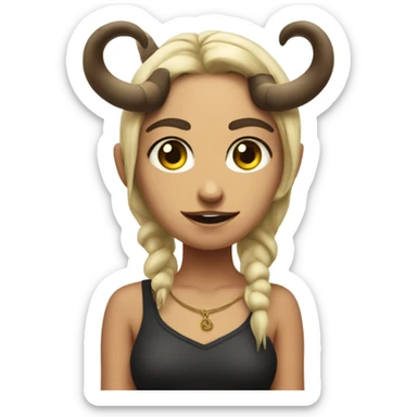 gilr with tail and horns on head with evil eyes sticker