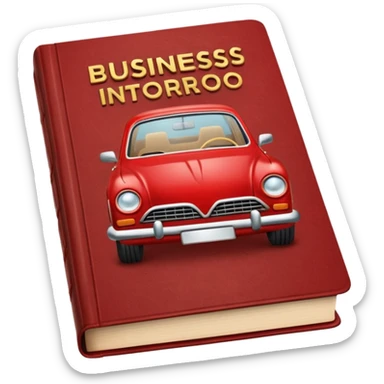 a book with a title " business intro " and a car illustration sticker