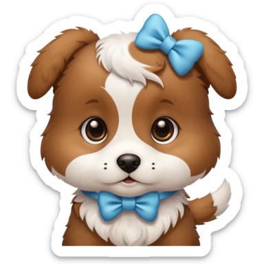 This puppy 🐶 with a bow sticker