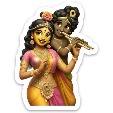 Radha krishna with flute sticker