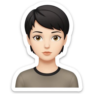 White girl with black short hair cut look like a boy sticker