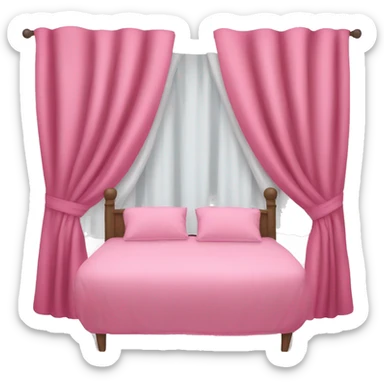 Pink bed with curtains  sticker