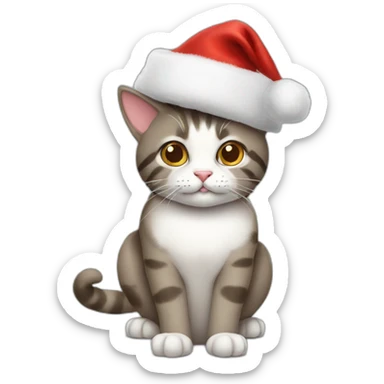 cat with a christmas hat sticker