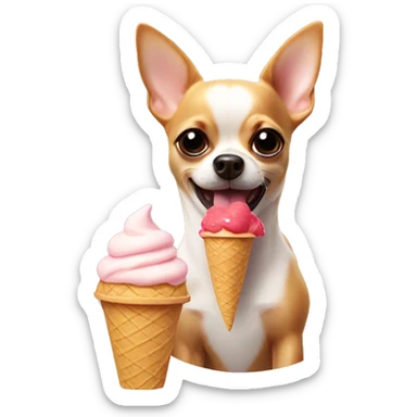 Chihuahua eating ice cream  sticker