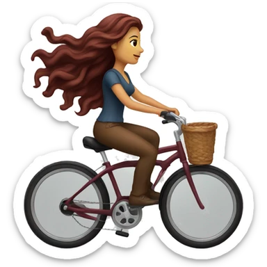Beautiful burgundy long haired woman riding a bike sticker