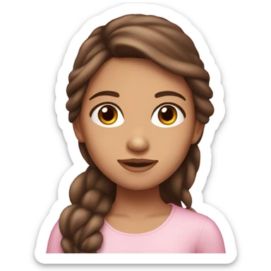 pink Parisian brunette girl long hair and brown eyes sticker