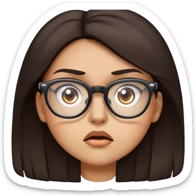 Girl with dark brown hair glasses and light tan skin, she is mad sticker