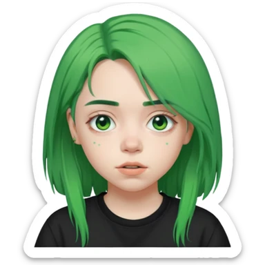 Billie Eilish green hair sticker