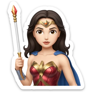 Wonder Woman holding white baton sticker