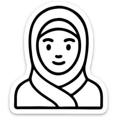outlined icon of a young woman in a hijab, neutral expression sticker