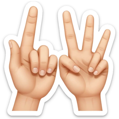 two hands making an M with thumb and pointer finger sticker
