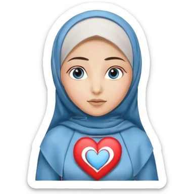 Turkish beautiful finish Konya girl blue eyes with hijab and long tail heart design dress sticker