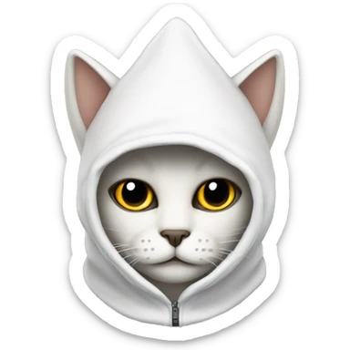 Cat wearing a pointy white hood/mask sticker