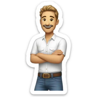 hombre blanco feliz saltando de la aegria sticker