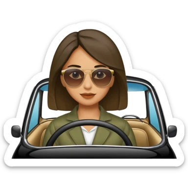 Emojis de carros y una mujer a dentro  sticker