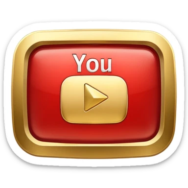 youtube golden play button with red edges sticker
