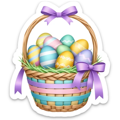 Pastel Easter basket with gifts inside sticker