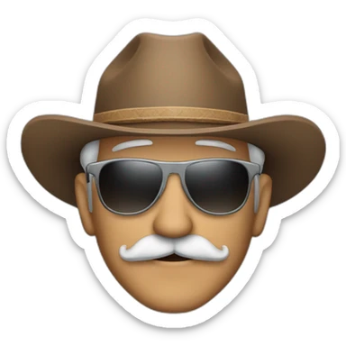 Hispanic old man with with mustache, sunglasses aviator and cowboy hat sticker