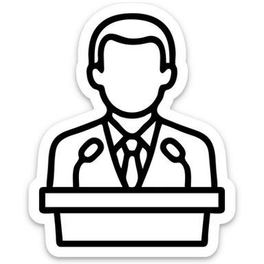 simple icon of Emmanuel Macron giving a speech sticker