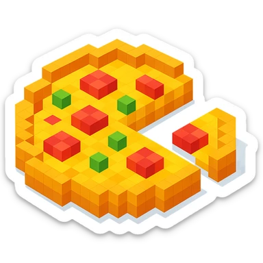 pizza with a slice missing sticker