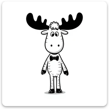 Hand drawn style moose sticker