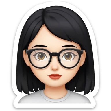 Girl with black hair wearing glasses  sticker