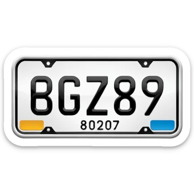 Make a car number plate say BGZ9007 sticker
