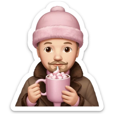 Lenin hold  Light Pink mug of hot chocolate with marshmallows in moscow sticker