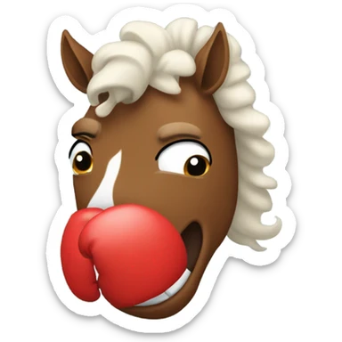 Horse wearing boxing gloves with big teeth and nappy hair sticker