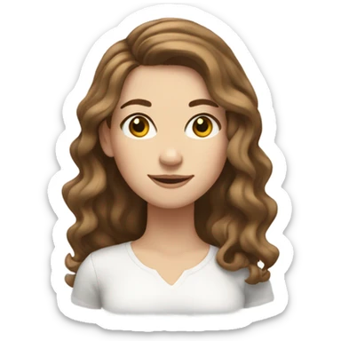 white girl with wavy brown hair with legs sticker