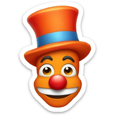 Orange clown emoji wearing a red hat sticker