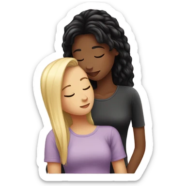 Black hair girl teenager kissing her blonde mom sticker