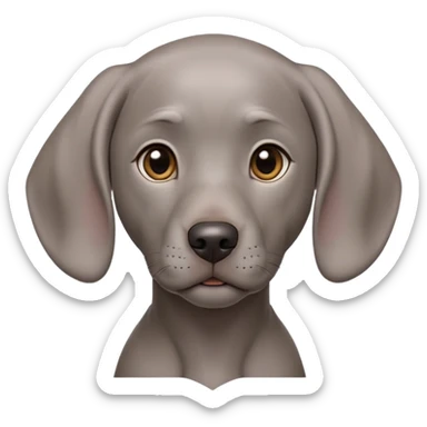 cinematic-noble-weimaraner puppy-portrait-emoji,-poised-and-regal,-with-a-strong,-athletic-build-and-a-lustrous,-well-groomed-grey fur,-deep-set-soulful-brown-eyes,-simplified-yet-sharp-and-sophisticated-features,-highly-detailed, sticker