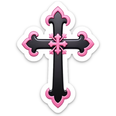 realistic 3d soft cute black pink goth cross , no woman sticker