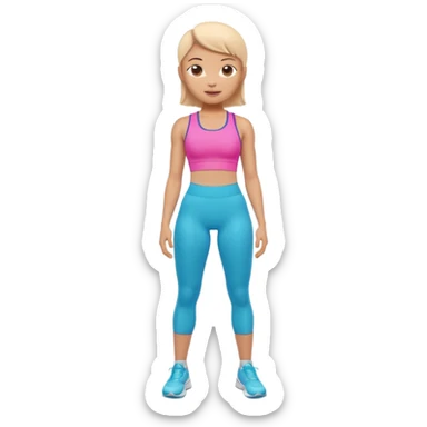 A 3D cartoon fit person showing a slim waistline, wearing sportswear, bright lighting, Memoji-style. close up camera angle. sticker