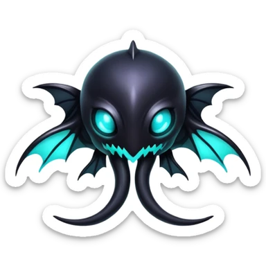Black Dark Nocturnal Neon-glowing Abyssal Nightly Abyss-Fakémon-Creature sticker