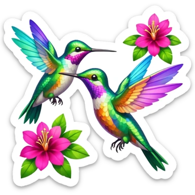 Humming birdsdlowers sticker