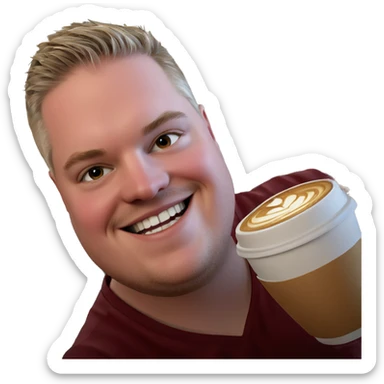 smiling boy with cup sticker